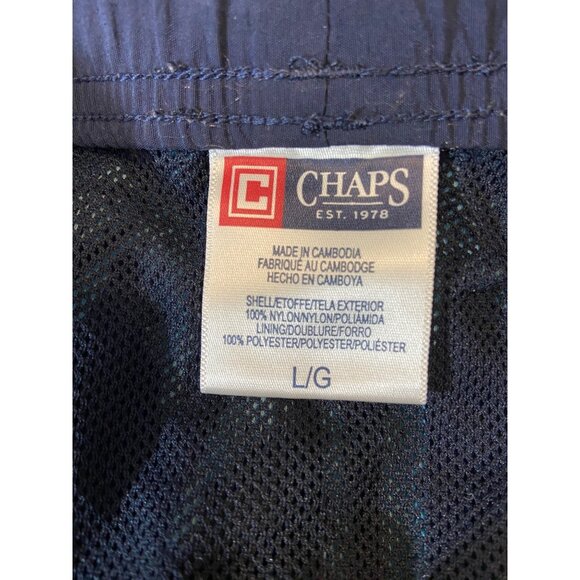 Chaps Hawaiian Swim Drawstring Trunks Mens Size Large Blue Red Floral Palm Tree - Picture 3 of 6